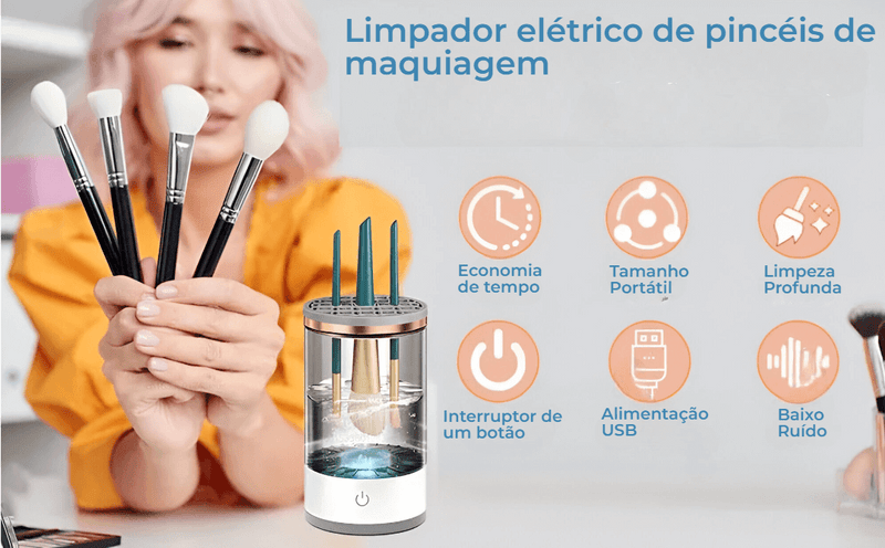 Limpador Elétrico de Pincel de Maquiagem
